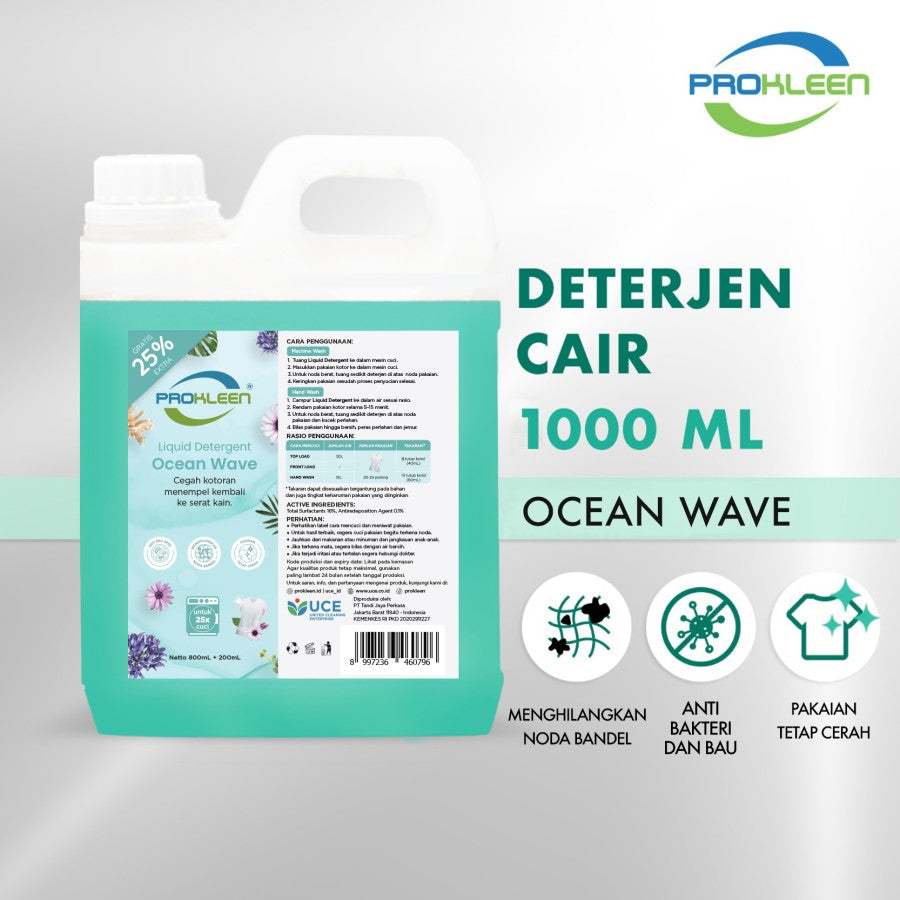 Deterjen Cair Laundry Liquid Detergent PROKLEEN 800mL +BONUS ISI 25%