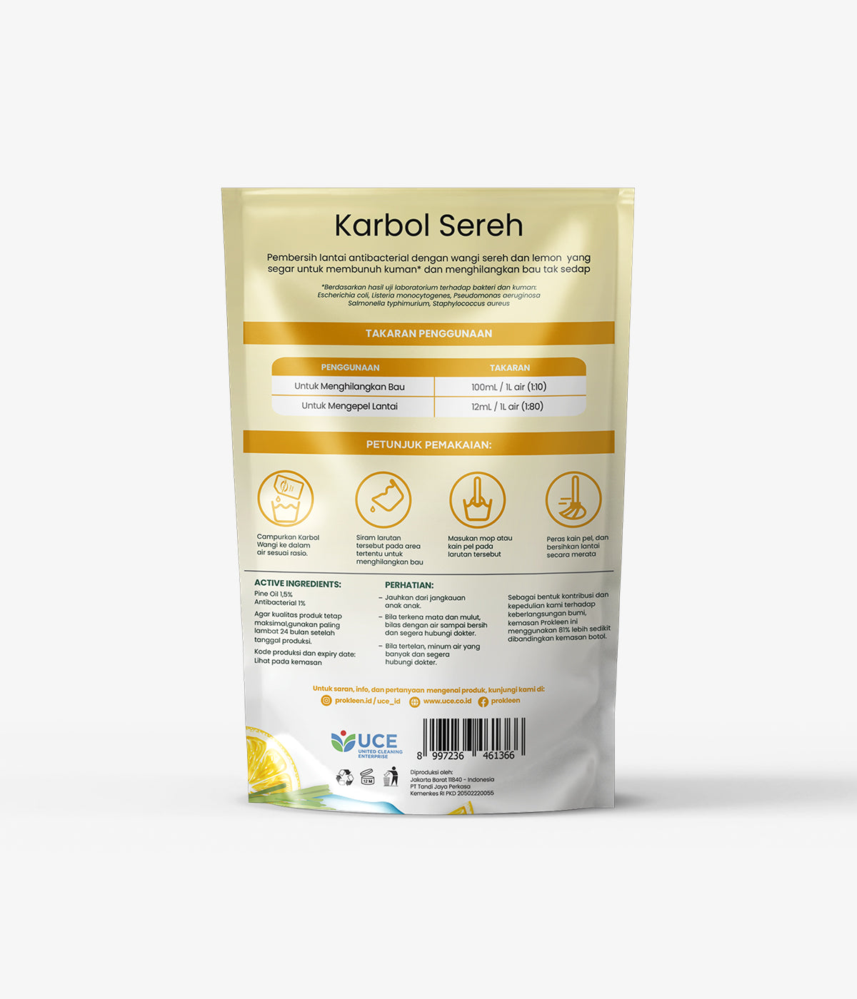 Karbol Sereh Antibacterial PREMIUM PROKLEEN 800mL REFILL