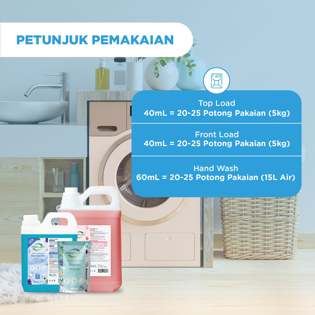 Deterjen Cair Laundry Liquid Detergent PROKLEEN 800mL +BONUS ISI 25%